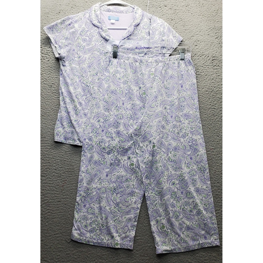 Celestial Dreams 2-Piece Pajama Set Women Medium Multicolor Paisley Short Sleeve